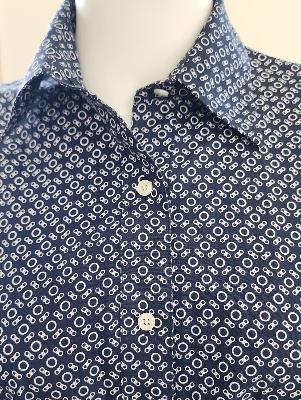 Brooks Brothers Navy Printed Long-Sleeve Shirt Dress - Picture 2 of 10